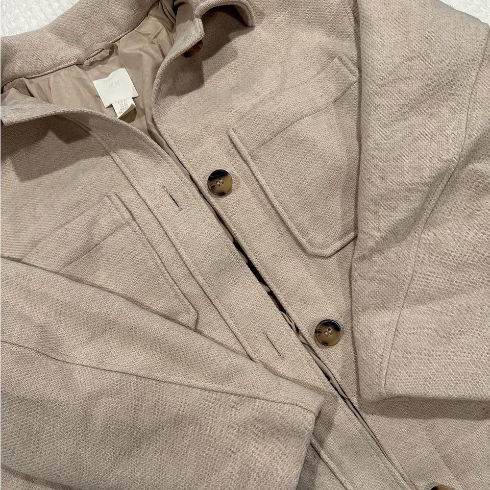 H&M women’s long coat - light pink/ cream
